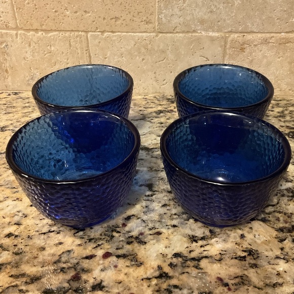 Hobnail Cobalt Blue Set of 4 Desert Cups. - Picture 1 of 6